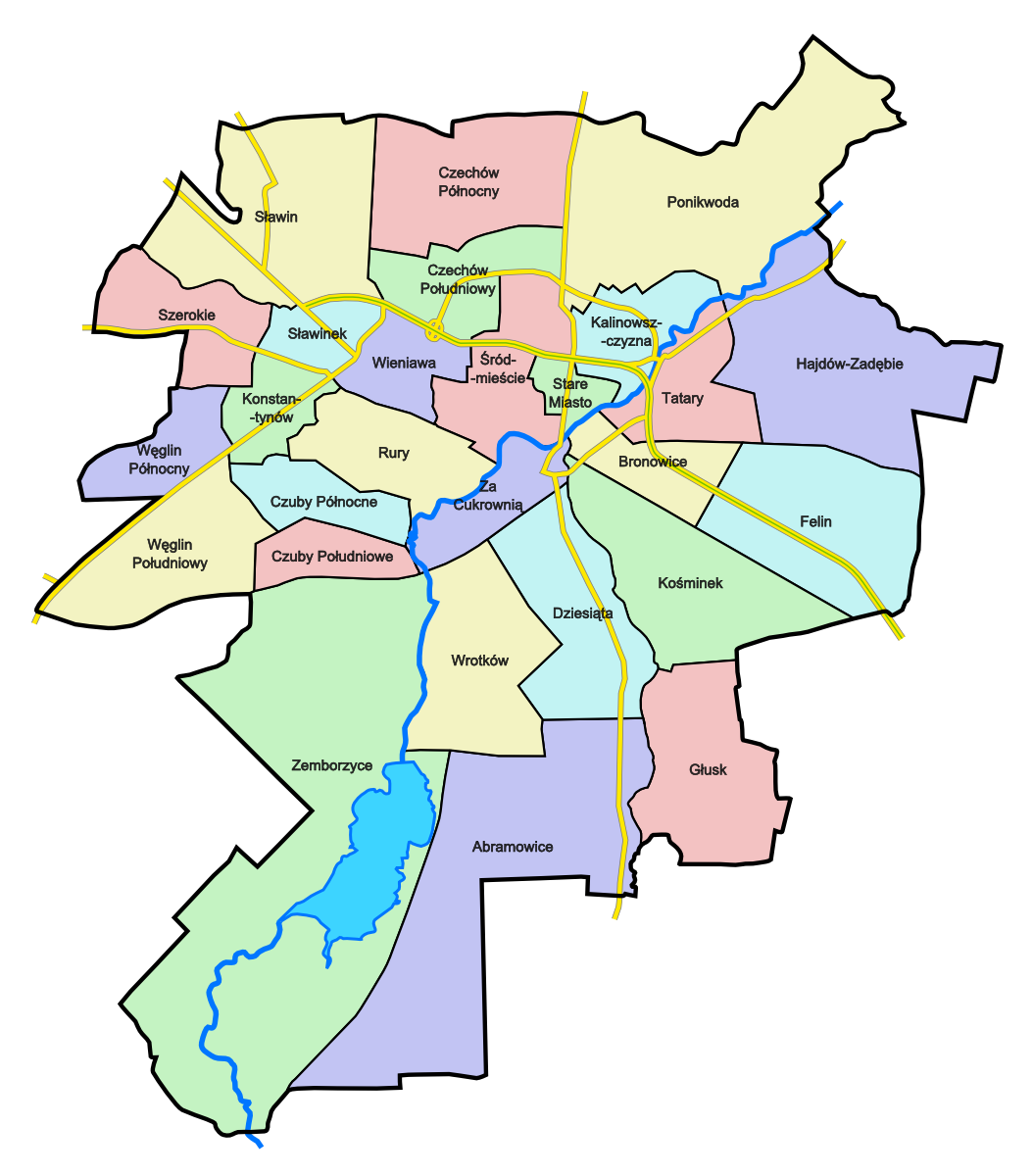 Dzielnice miasta Lublin